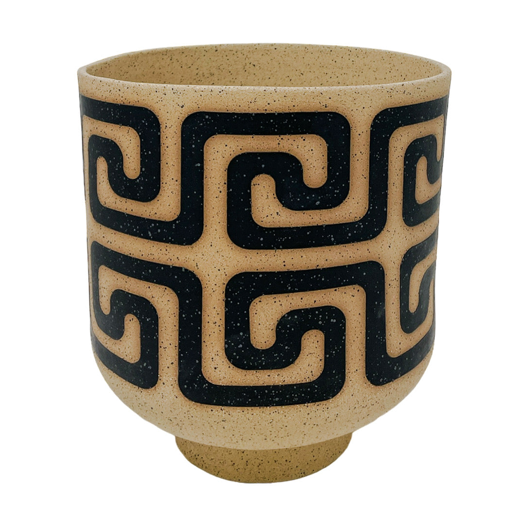 Large Footed Vessel - Cleopatra - Matte Black - Wonky