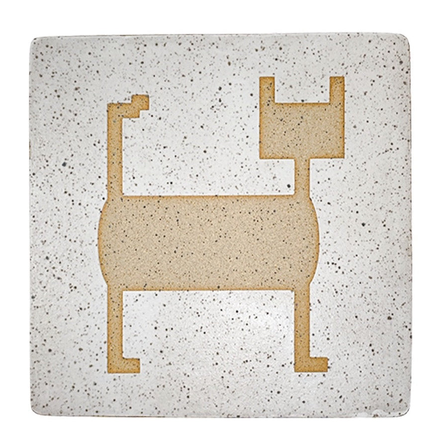 4" Tile - Cat Inversed - Matte White