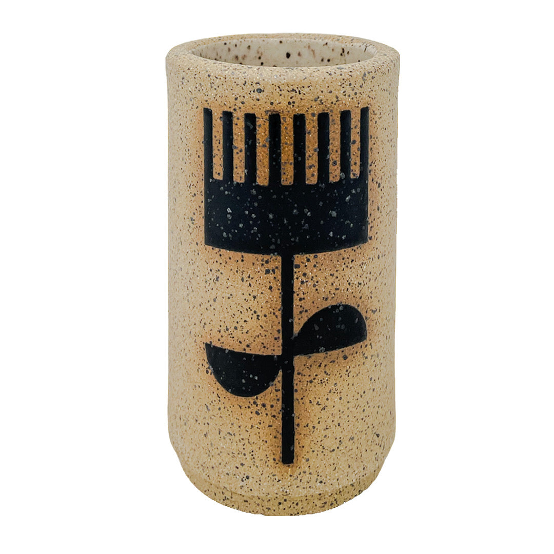 Mini Vessel - Flowers - Matte Black