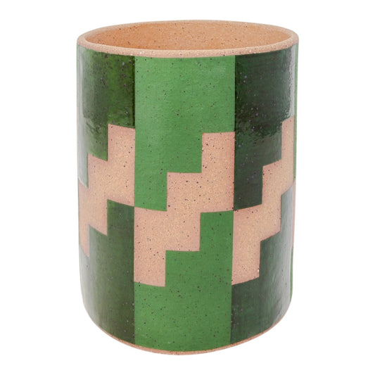 Medium Vessel - Stairs - Matte & Gloss Green