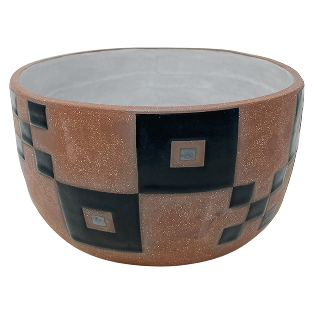 XL Organic Bowl - Checkers - Black, Pewter & White