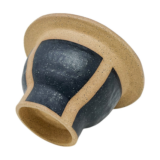 Organic Bowl with Foot - Funnel - Matte Black & White