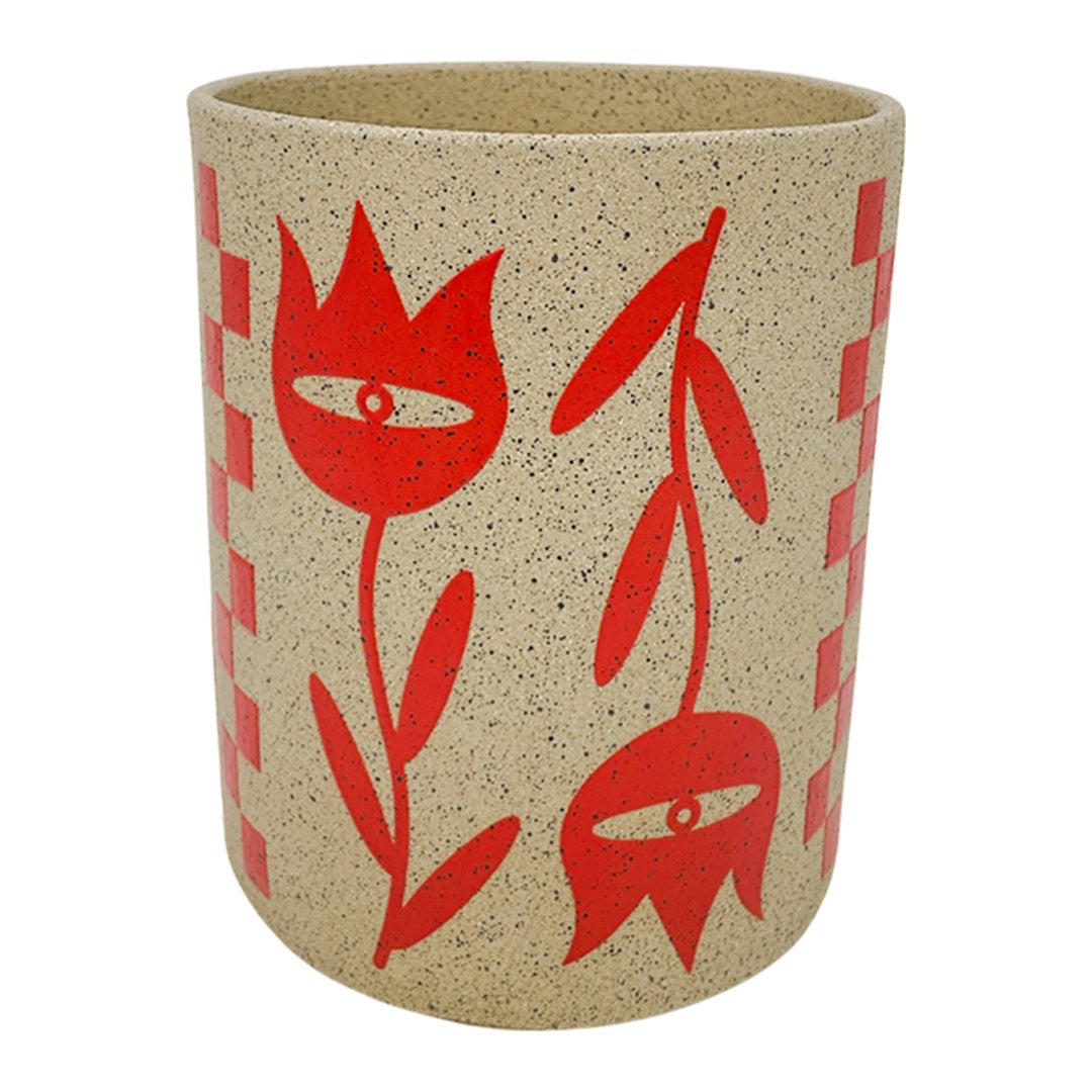 Medium Vessel - Tulips - Matte Red