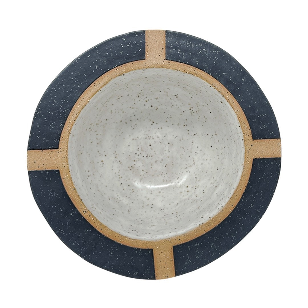 Organic Bowl with Foot - Funnel - Matte Black & White