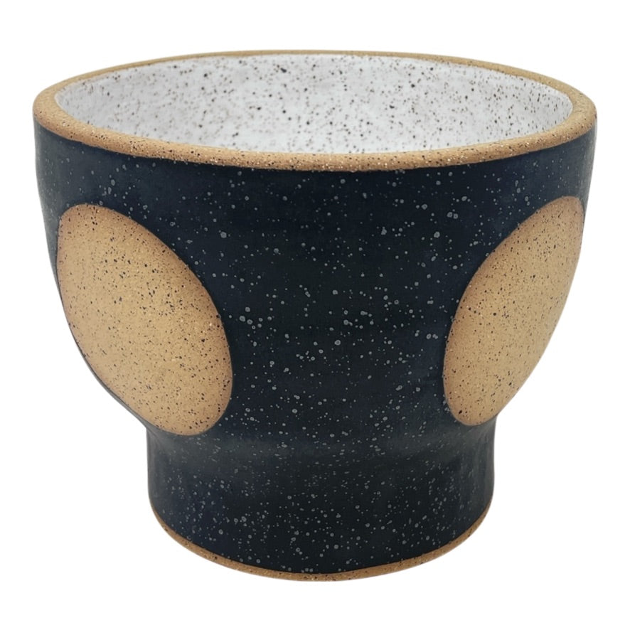 Organic Bowl with Foot - Circle - Matte Black & White