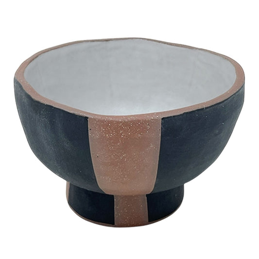 Organic Bowl with Foot - Red Clay - Funnel - Matte Black & White