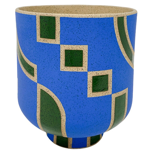 Large Footed Vessel - Shapes - Matte Blue & Gloss Green