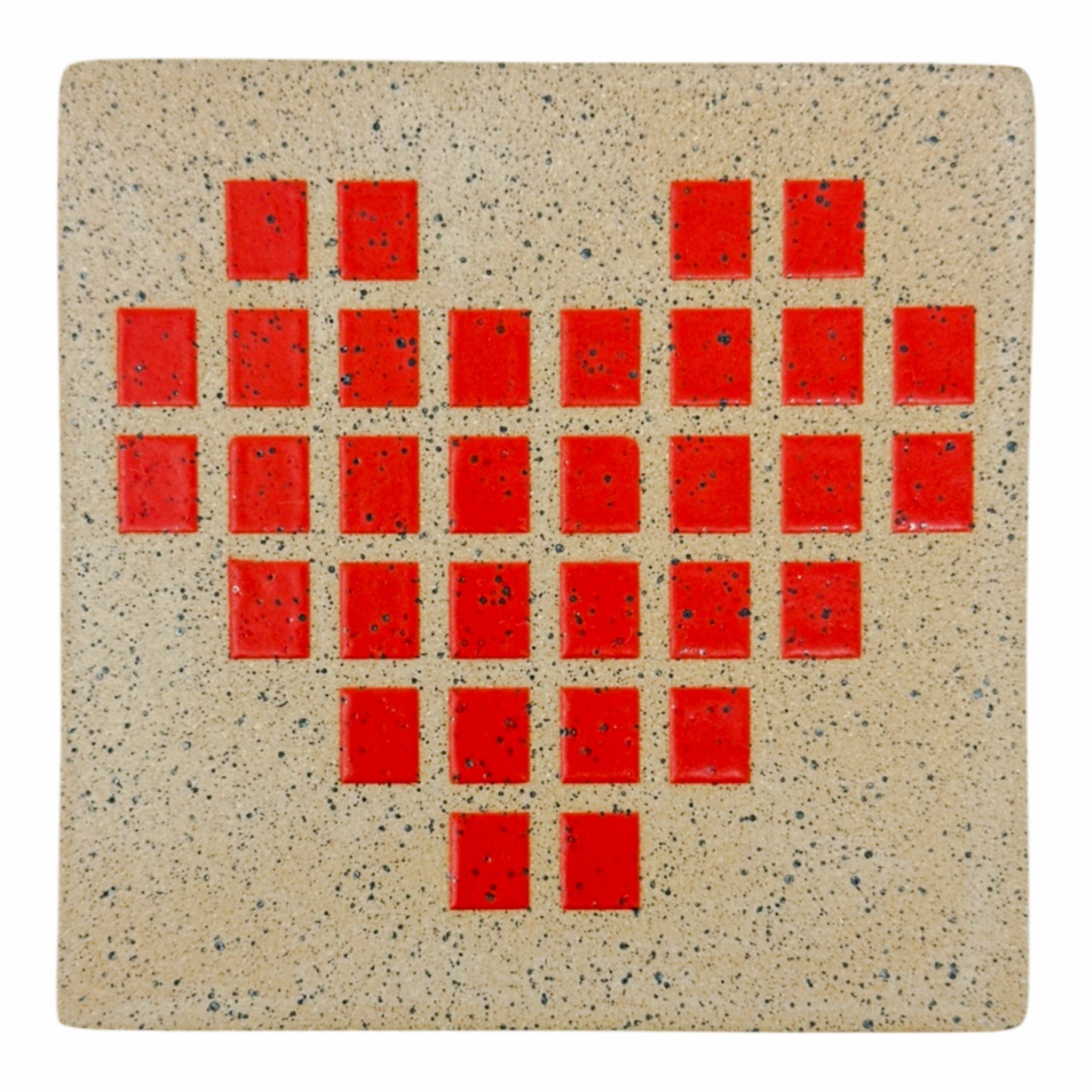 4" Tile - Tiled Heart - Matte Red