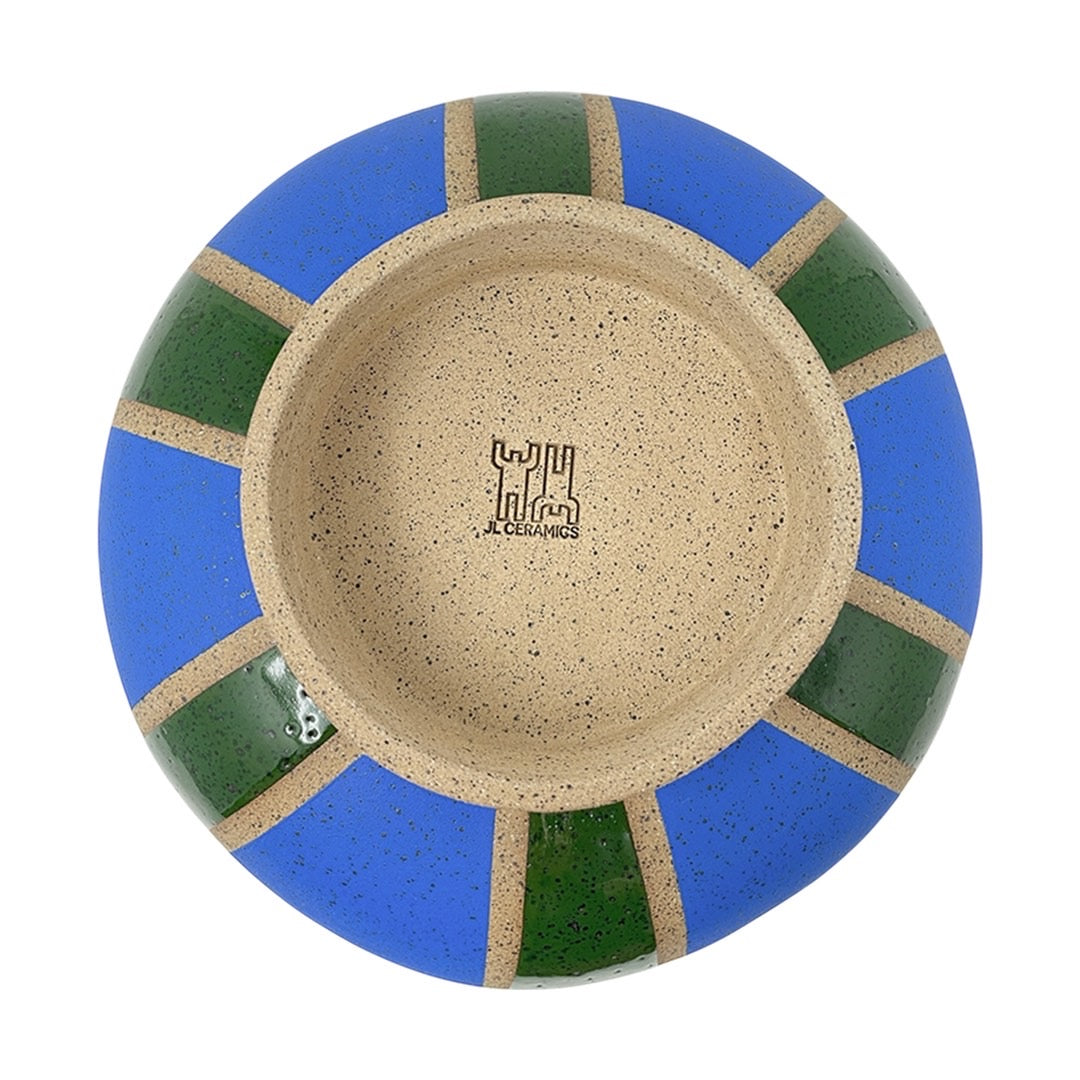 Large Footed Vessel - Shapes - Matte Blue & Gloss Green