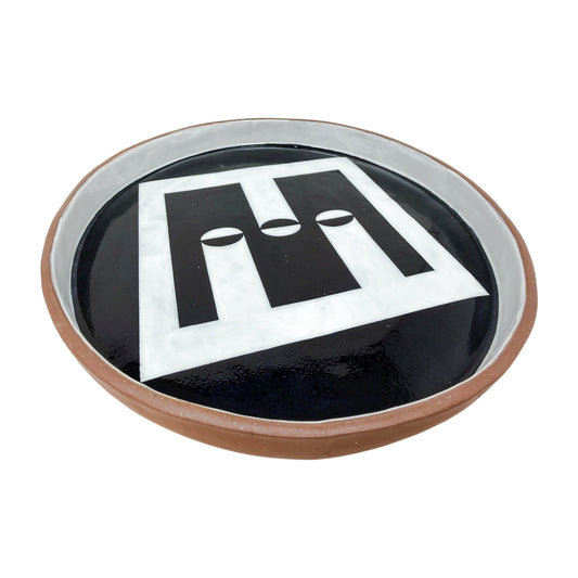 Plate - Red Clay - Tubes - Gloss Black & White