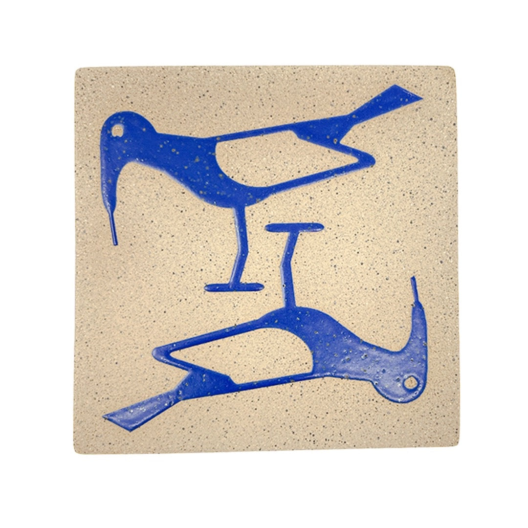 4" Tile - Birds - Matte Blue