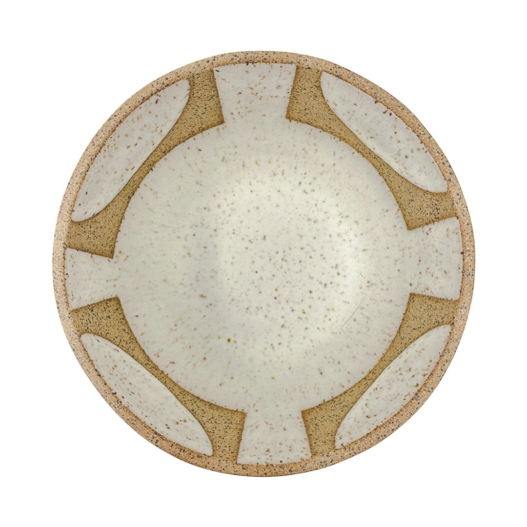 Organic Bowl with Foot - Circle Squares - Matte Black & White
