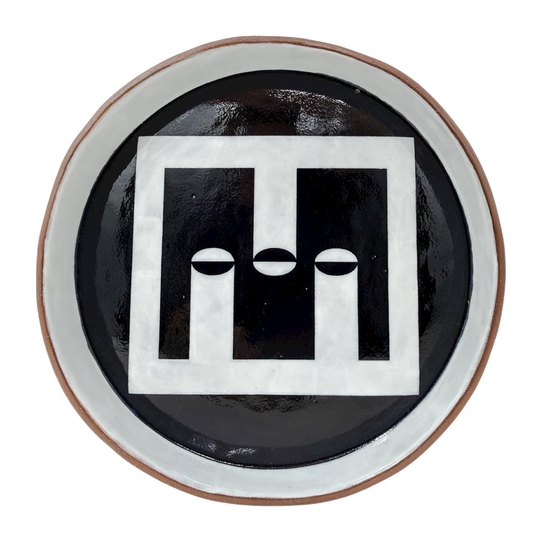 Plate - Red Clay - Tubes - Gloss Black & White