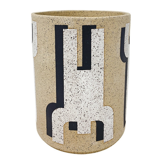 Medium Vessel - Humans & Shadows - Matte White & Dark Brown