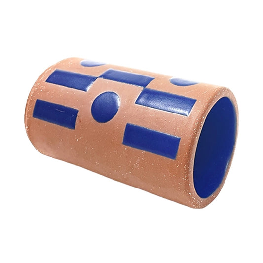 Mini Vessel - Red Clay - Tic Tac Toe - Matte Blue