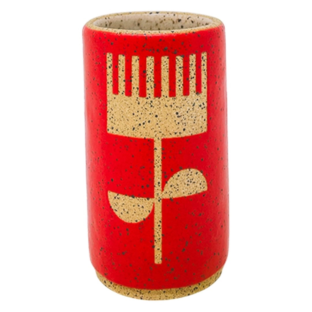 Mini Vessel - Flowers - Matte Red