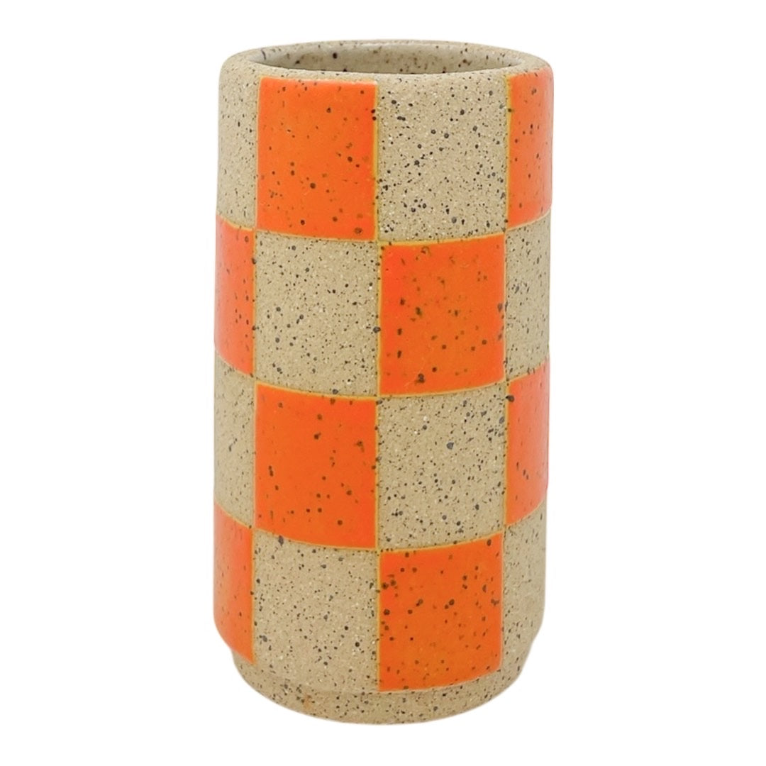 Mini Vessel - Checkers - Matte Orange
