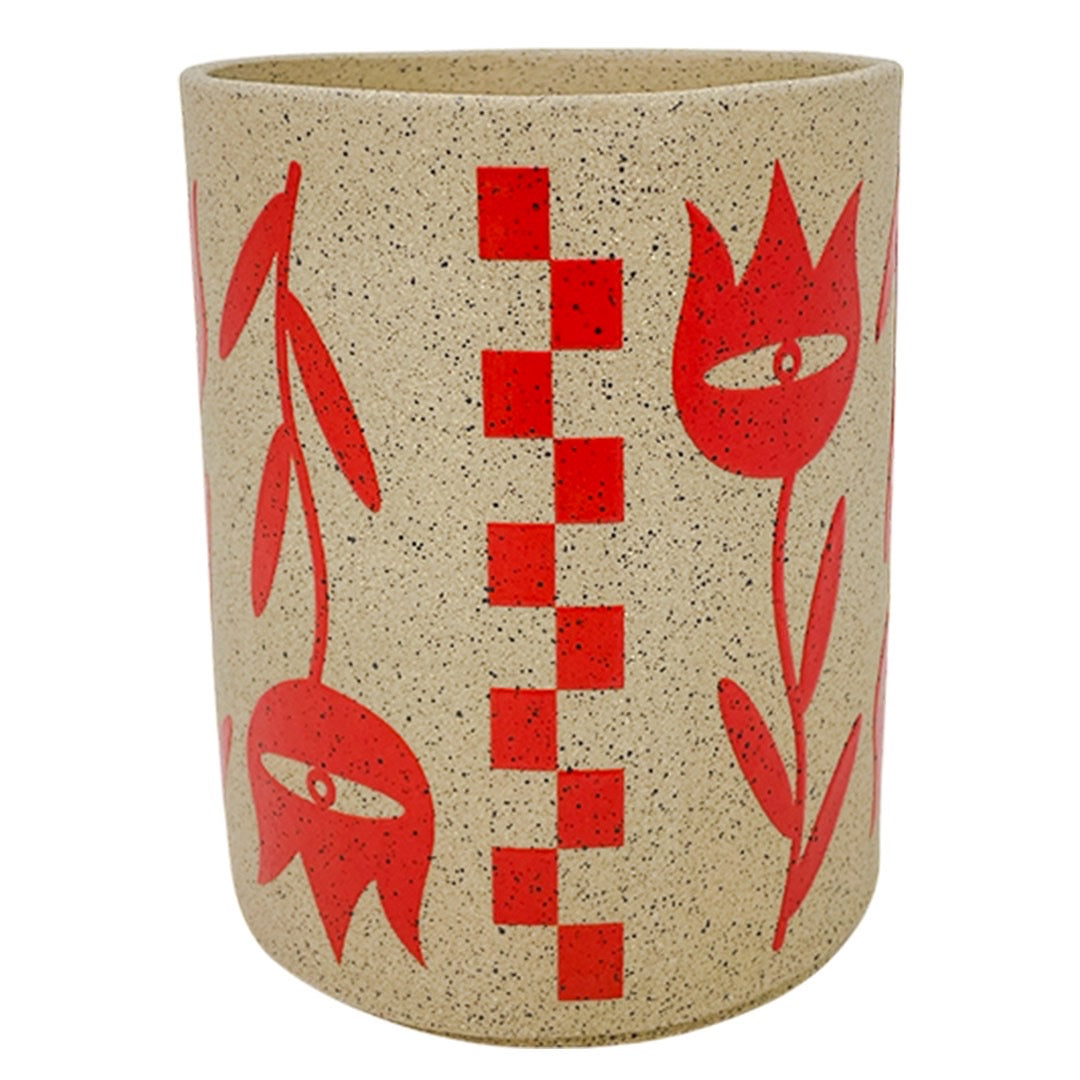 Medium Vessel - Tulips - Matte Red