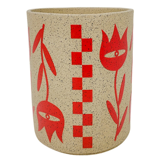 Medium Vessel - Tulips - Matte Red
