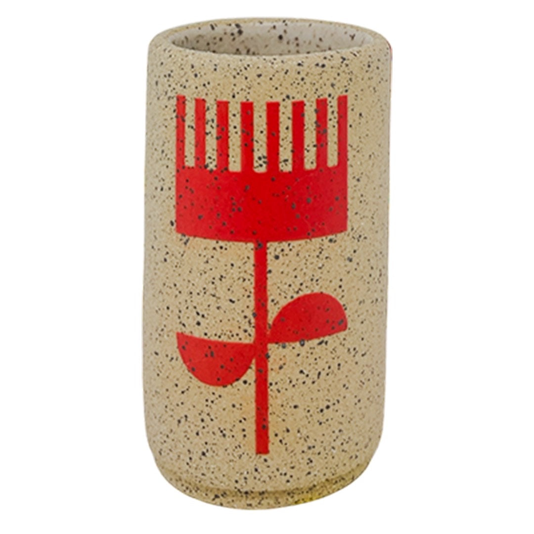 Mini Vessel - Flowers - Matte Red