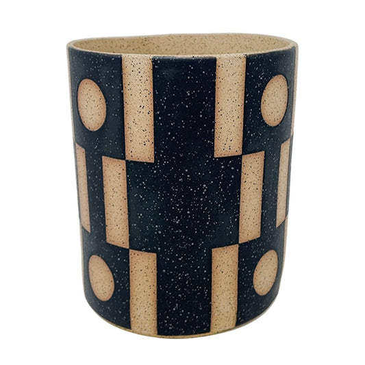 Medium Vessel - Tic Tac Toe - Matte Black