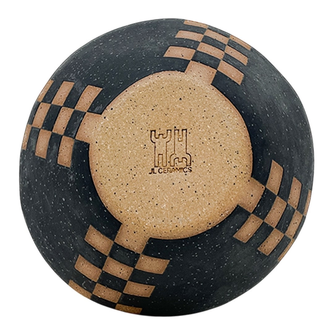 Vessel with Lid - Checkers & Studs - Matte Black
