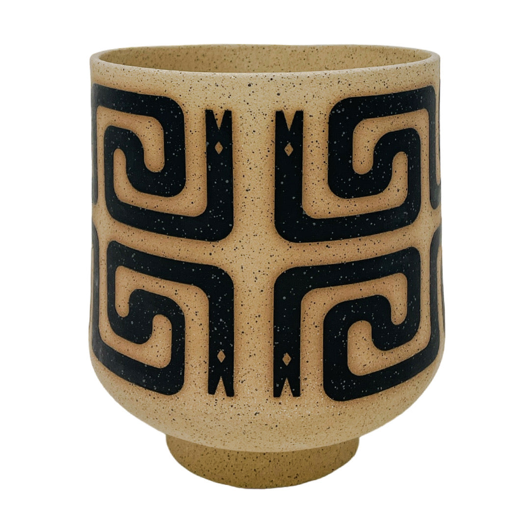 Large Footed Vessel - Cleopatra - Matte Black - Wonky
