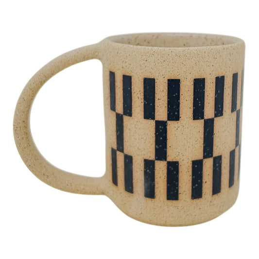 12oz. Mug - Patterned Rectangles - V2 - Matte Black