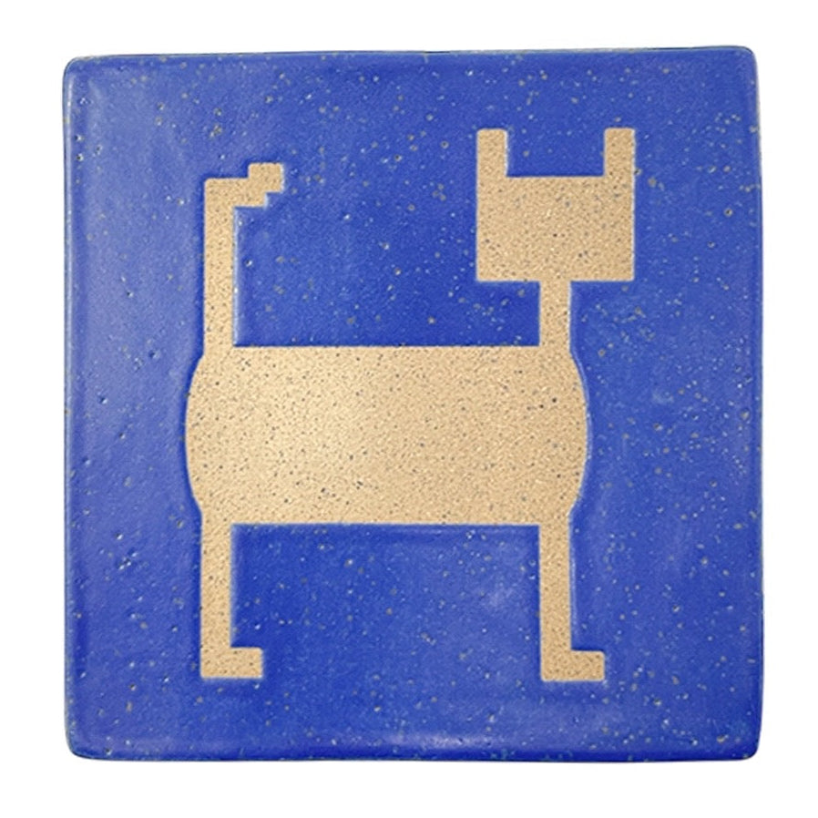 4" Tile - Cat Inversed - Matte Blue