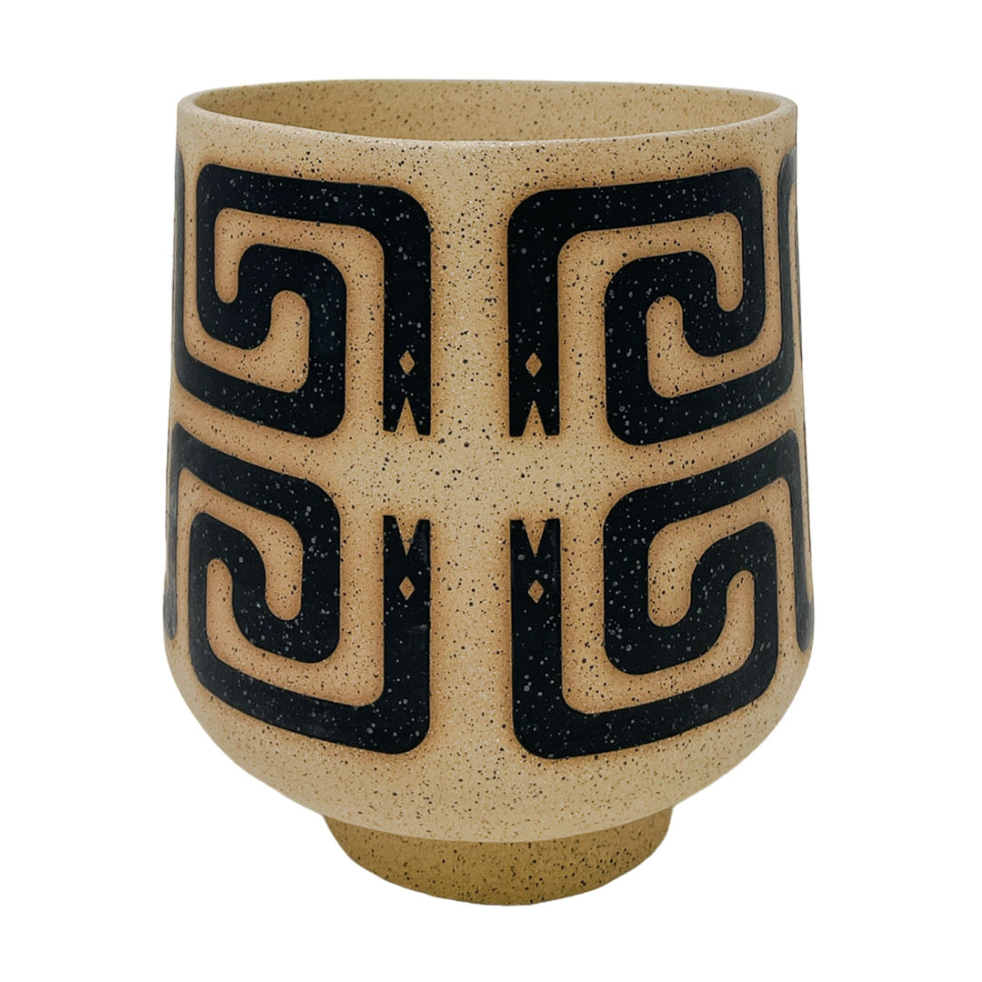 Large Footed Vessel - Cleopatra - Matte Black - Wonky