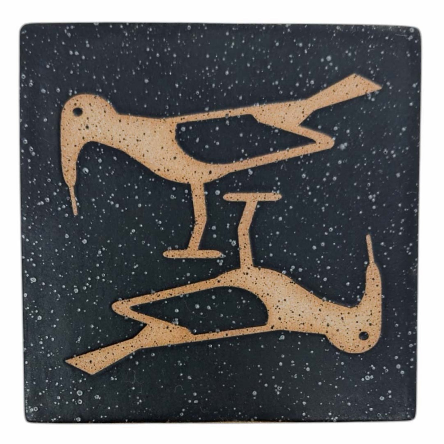 4" Tile - Birds Inversed - Matte Black