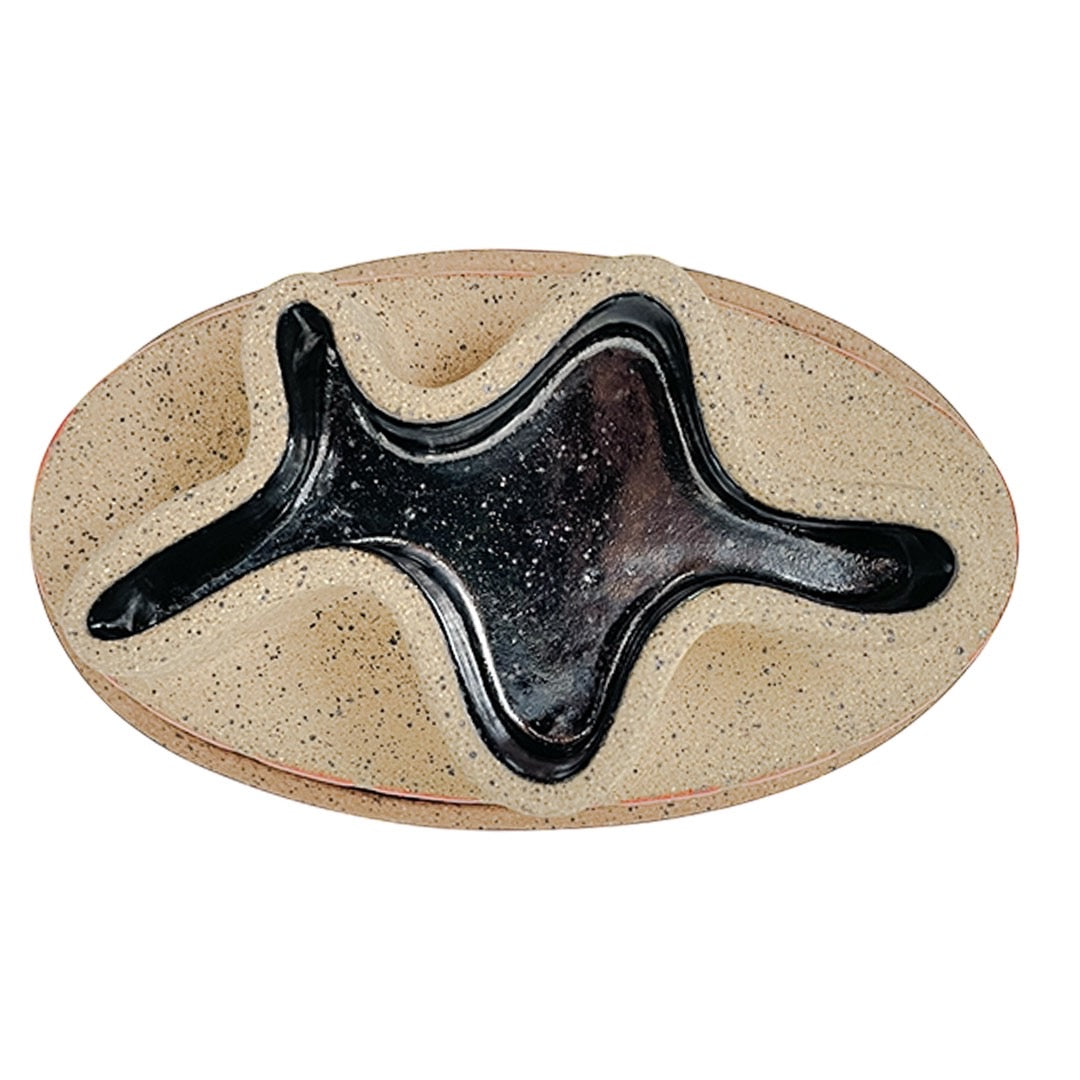 Butter Dish - Oval Tiles - Gloss Red, Matte Black & Pewter