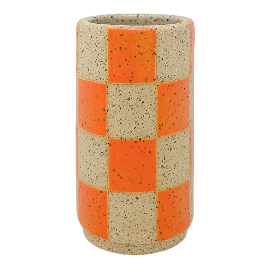 Mini Vessel - Checkers - Matte Orange