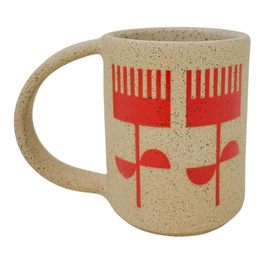 12oz. Mug - Flowers - Matte Red