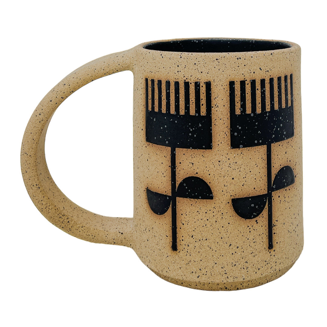12 onzas. Taza - Líneas Redondeadas - Negro