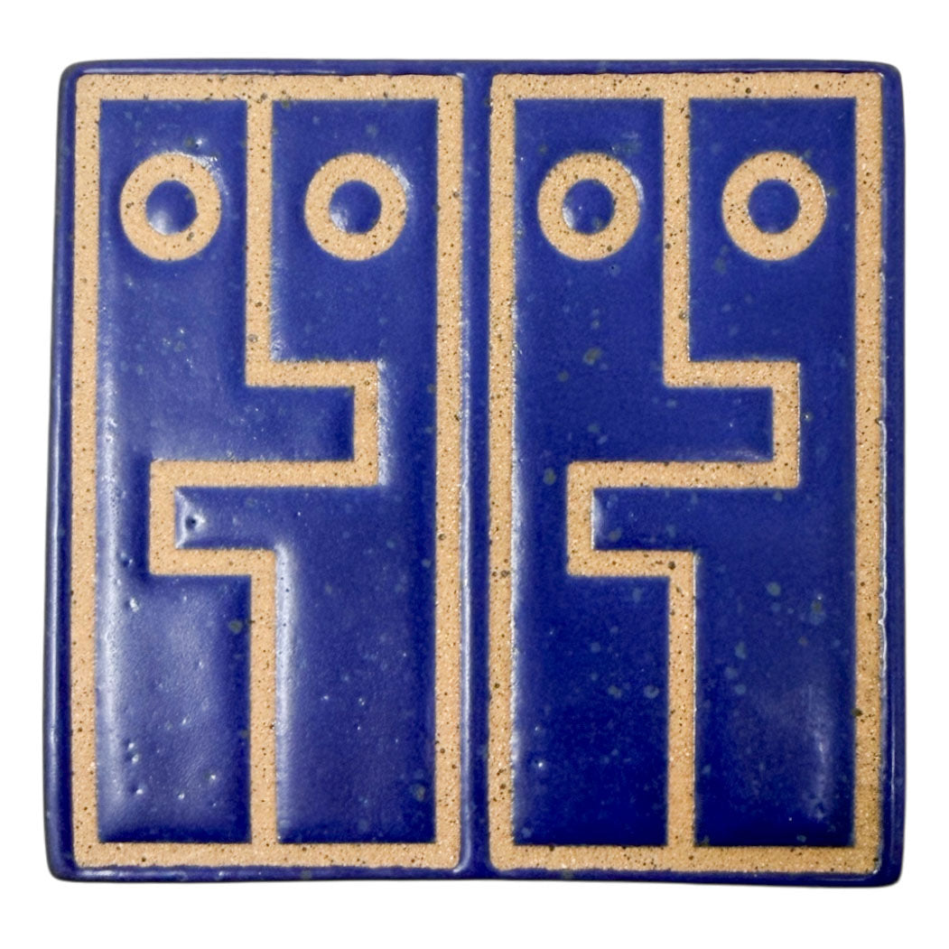 4" Tile - Hug Face - Matte Blue