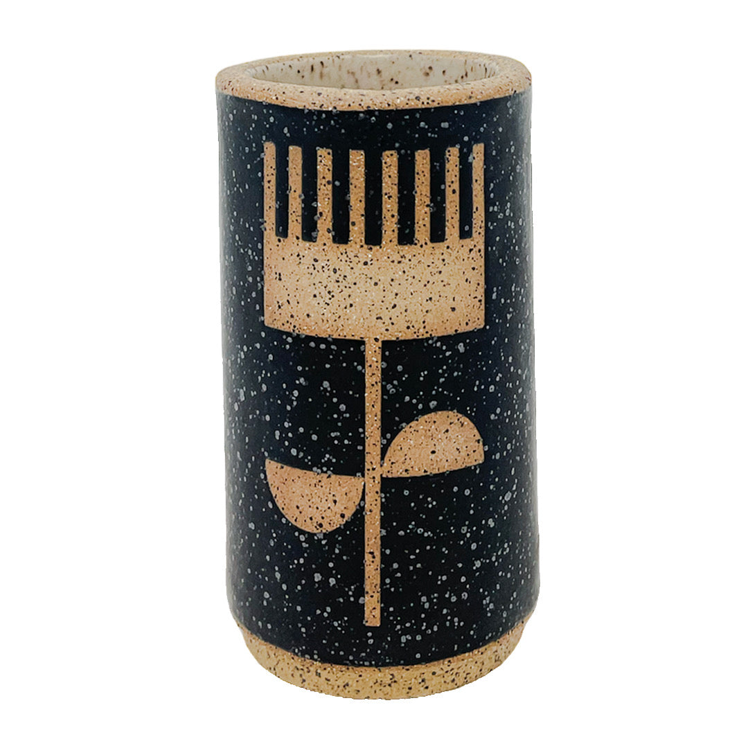 Mini Vessel - Flowers - Matte Black