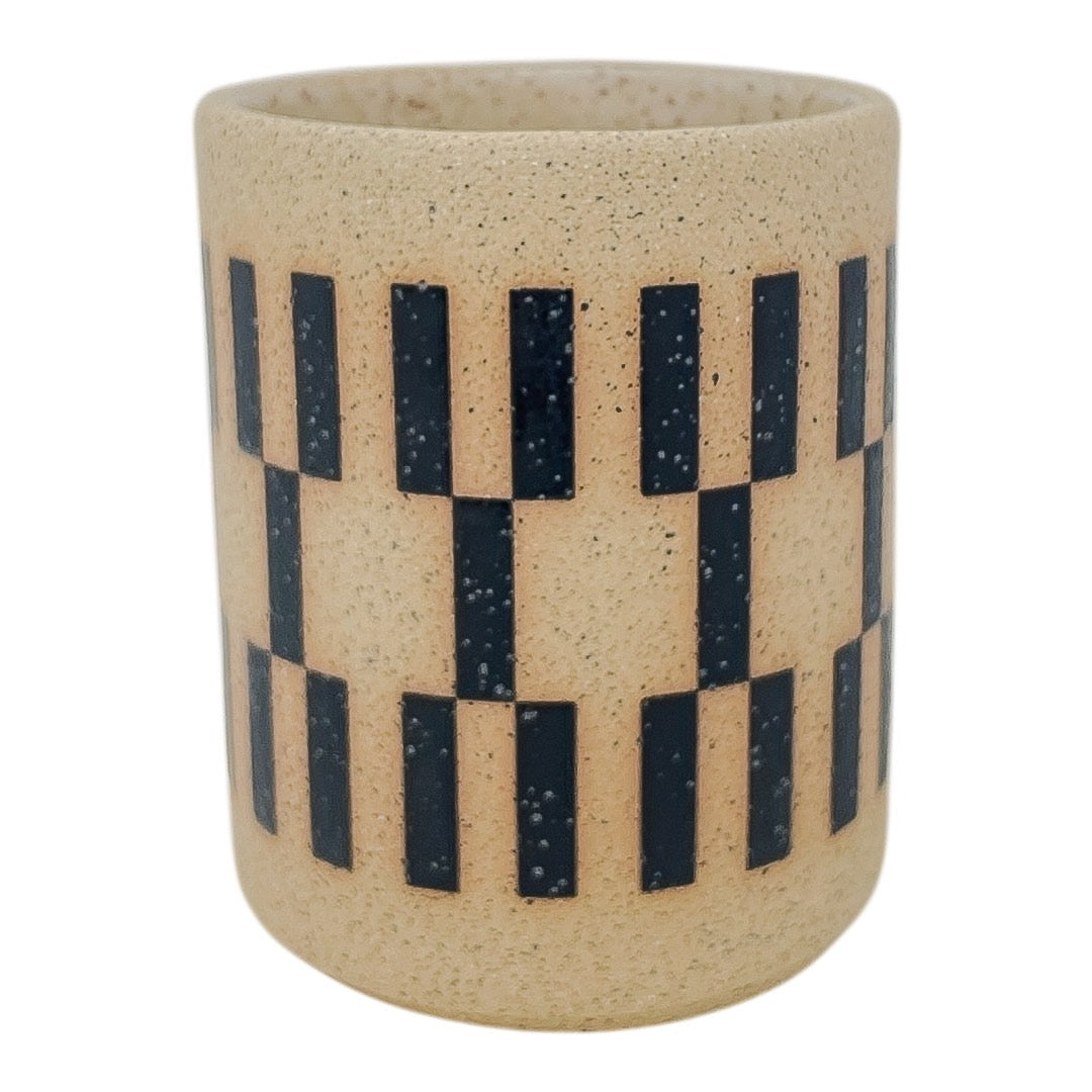 12oz. Mug - Patterned Rectangles - V2 - Matte Black