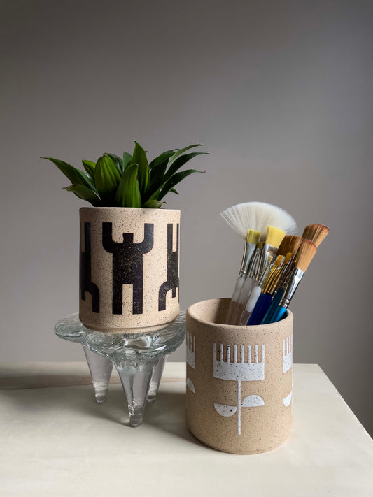 Vasija pequeña - Agujas - Blanco