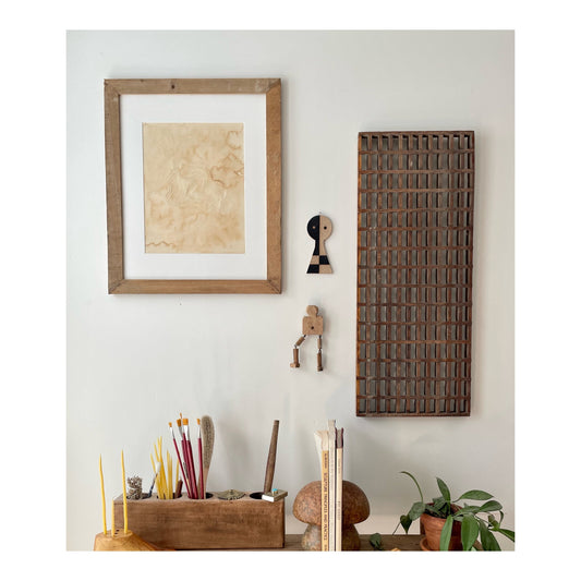 Hanging Sculpture Buddy - Triangles - Black, White & Orange