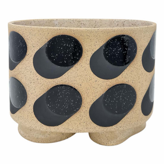 Large Oval Vessel - Tubes - Matte & Gloss Black