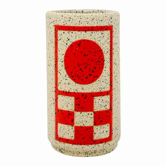 Mini Vessel - Circle Checkers - Matte Red