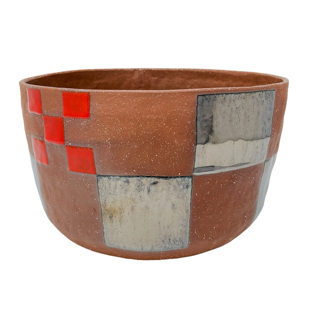 XLarge Vessel - Red Clay - Checkers