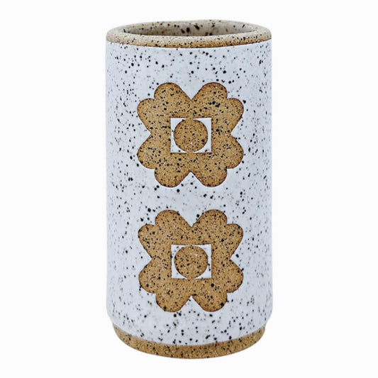 Mini Vessel - Small Flowers - Matte White