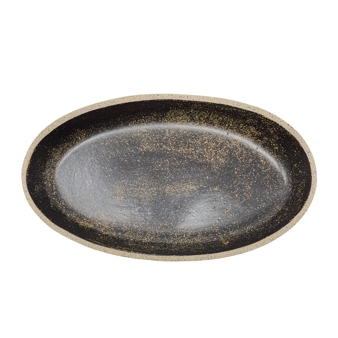 Small Oval Tray - Matte Speckled Brown