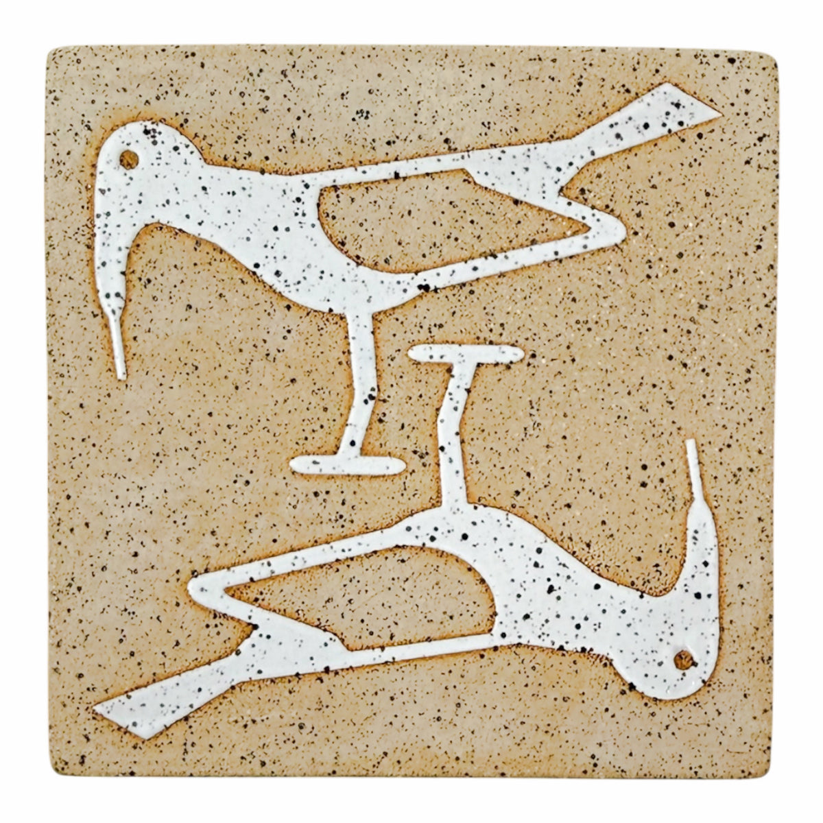 4" Tile - Birds - Matte White