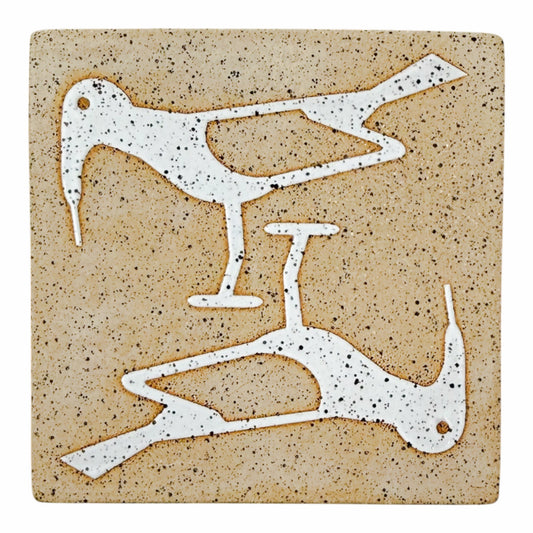 4" Tile - Birds - Matte White