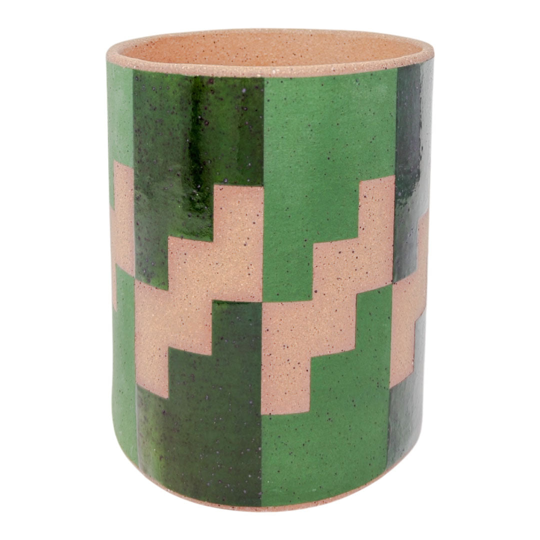 Medium Vessel - Stairs - Matte & Gloss Green