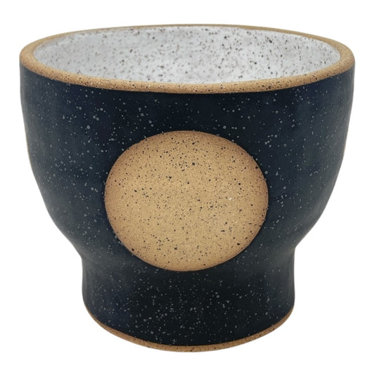 Organic Bowl with Foot - Circle - Matte Black & White