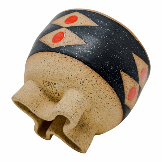 Bowl with Organic Foot - Snake Eyes - Matte Black, White & Gloss Red